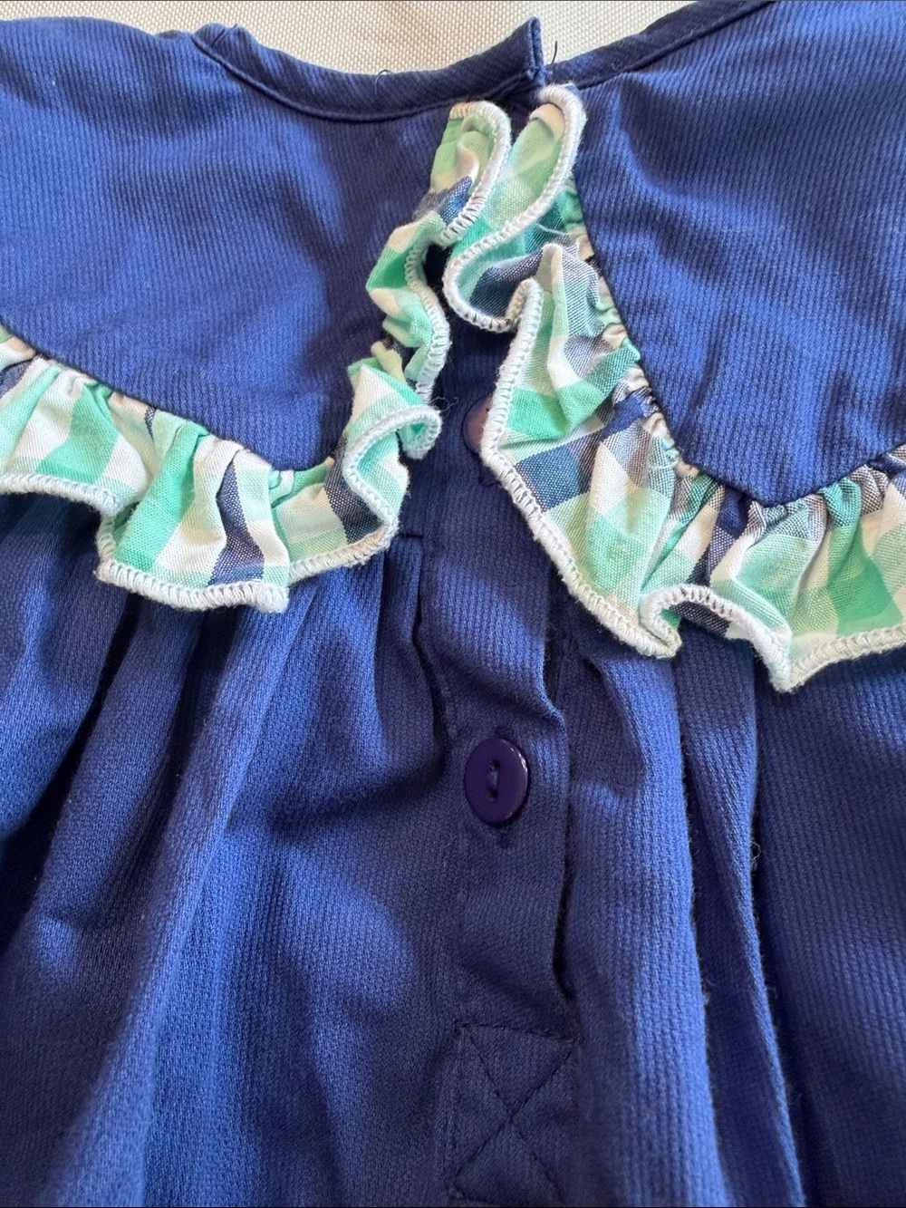 Smocktions Navy Blue Ruffle-Yoke Casual Dress for Babies - Picture 4 of 8